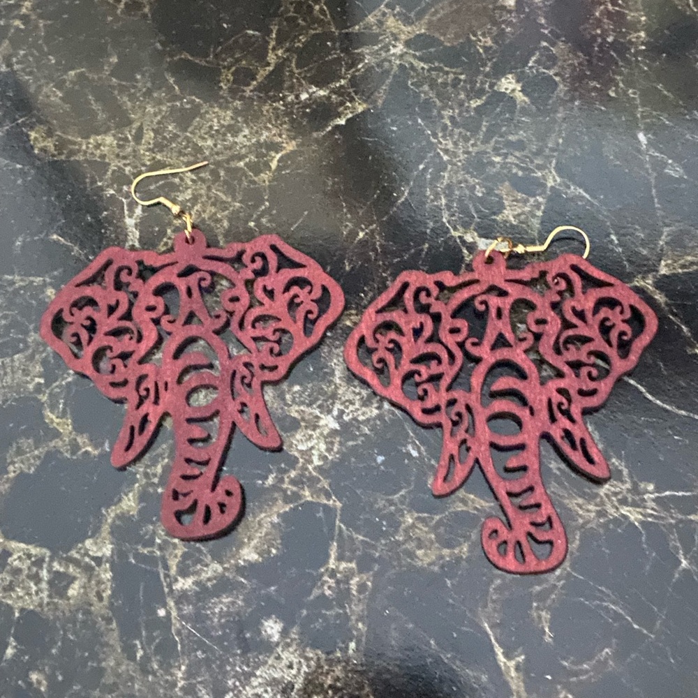 Wooden elephant earrings